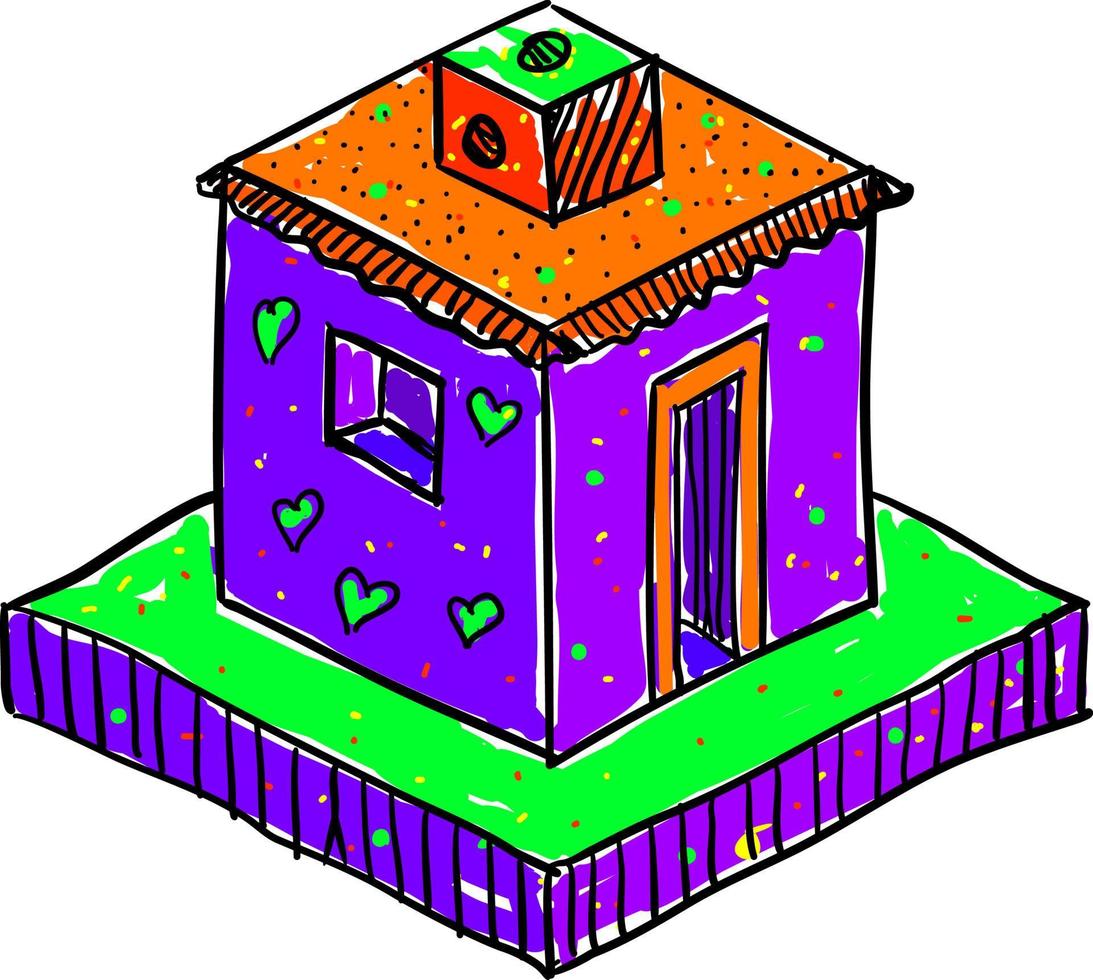 Hut with hearts, illustration, vector on white background