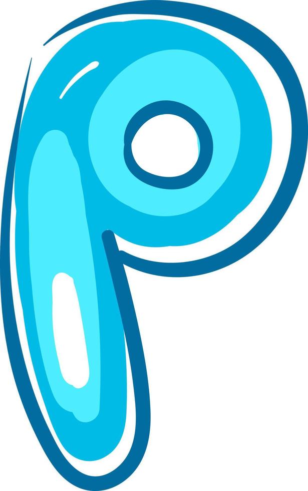 Letter P, illustration, vector on white background.