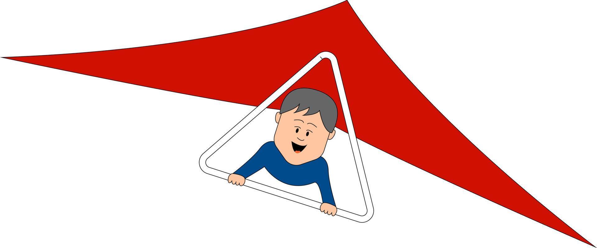 Red hang glider, illustration, vector on white background.