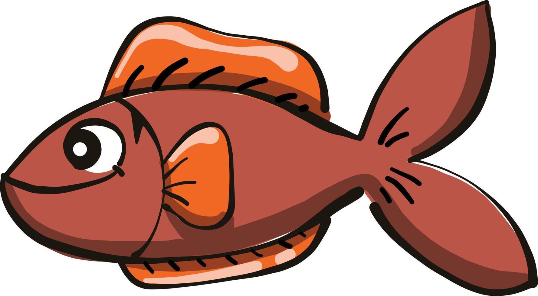 Fish with dark eyes, illustration, vector on white background.