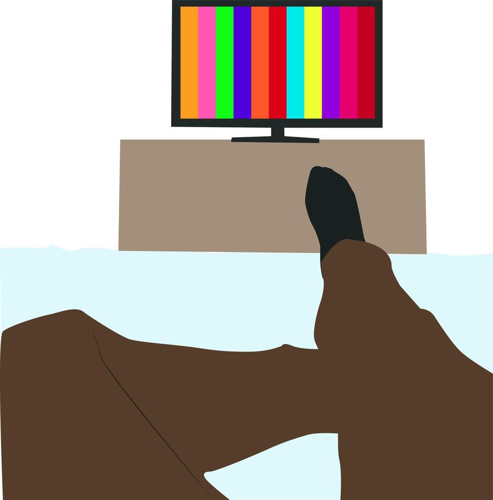 Man watching tv, illustration, vector on white background.