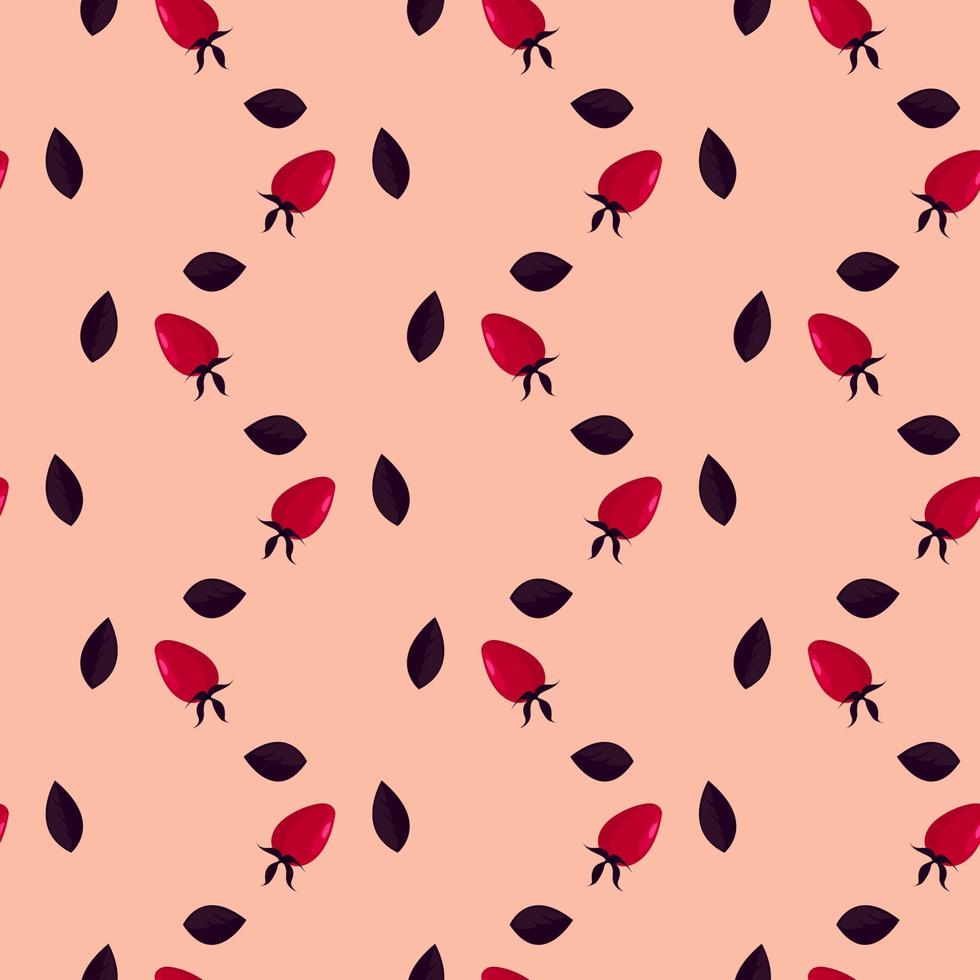 Rose hip , seamless pattern on a pink background. vector
