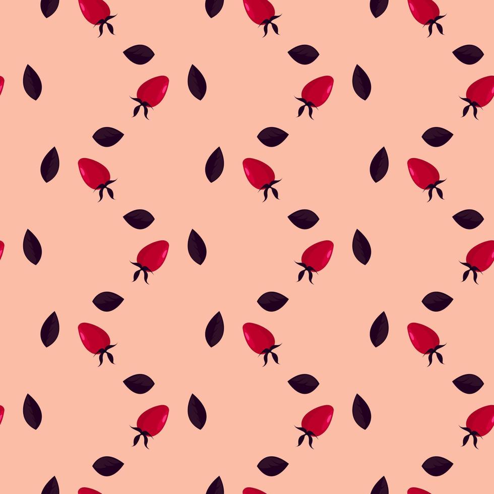 Rose hip , seamless pattern on a pink background. vector