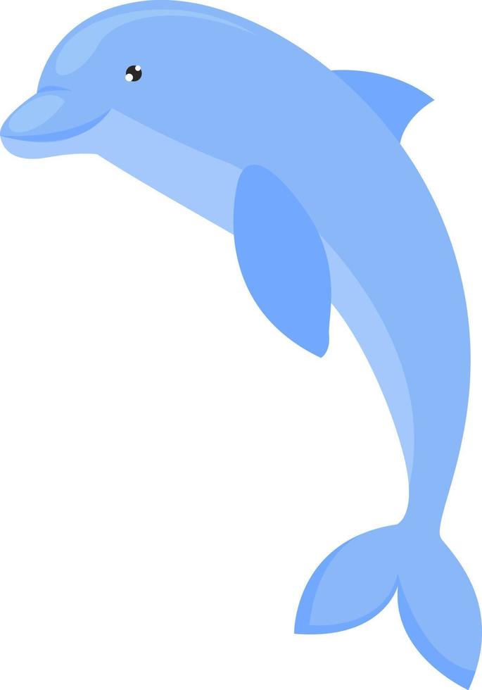 Blue dolphin, illustration, vector on white background.