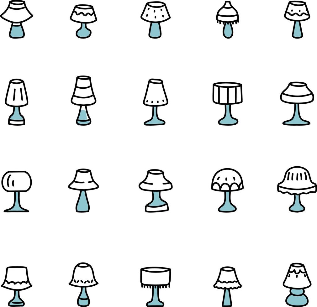 Night lamps icon set, illustration, on a white background. vector