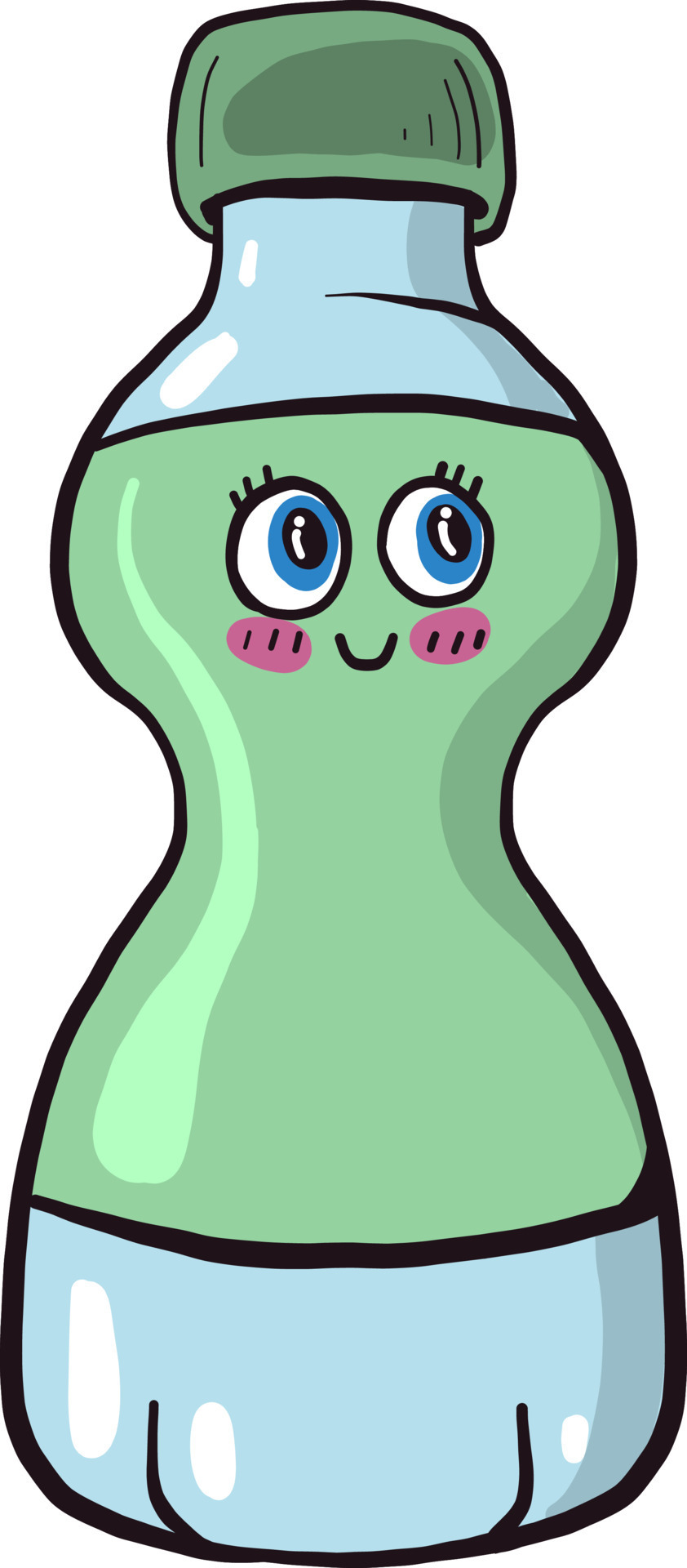 Cute green water bottle ,illustration,vector on white background