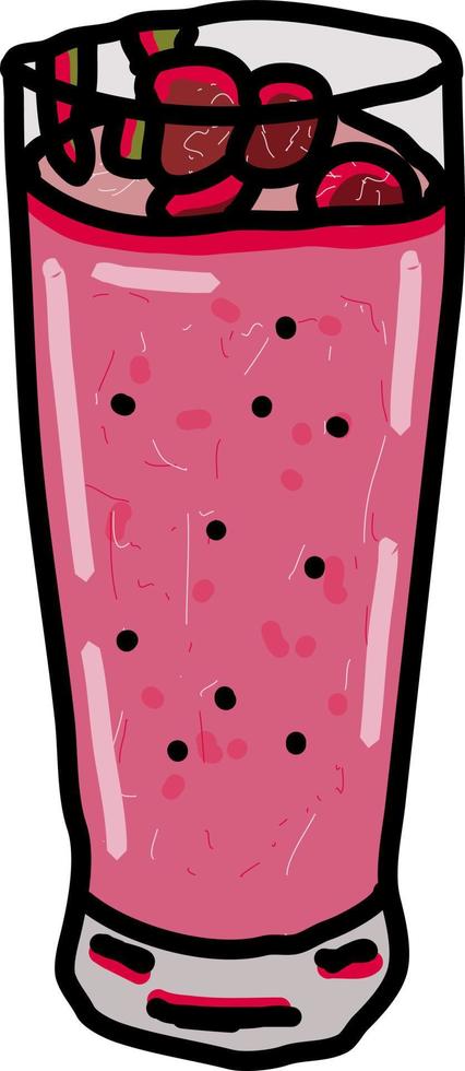 Strawberry smoothie, illustration, vector on white background.