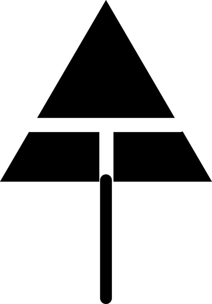 Árbol negro con forma de triángulo, ilustración, vector sobre fondo blanco.
