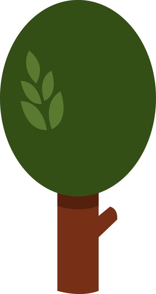 árbol con hojas verdes en verano, ilustración, vector sobre fondo blanco.