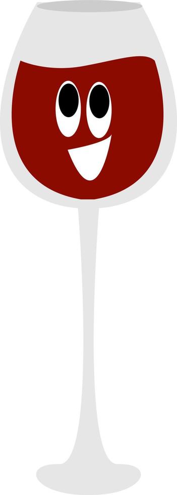 Red wine in glass, illustration, vector on white background.