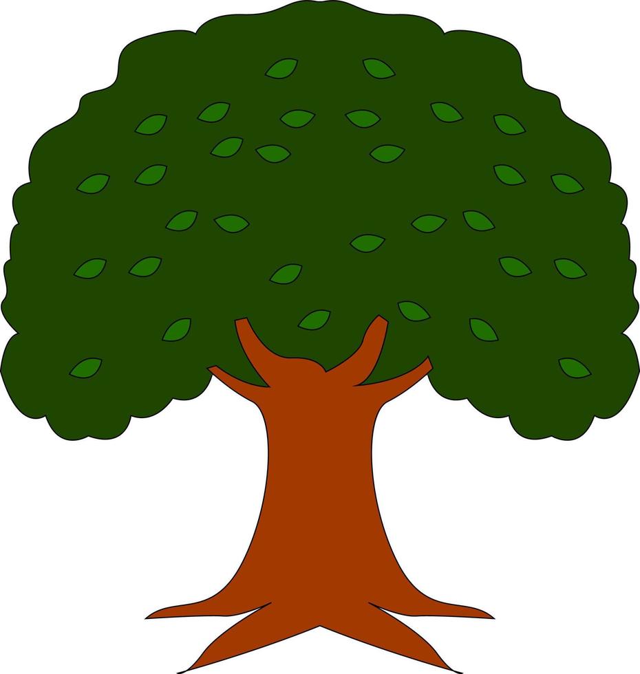 Big Oak tree, illustration, vector on white background.