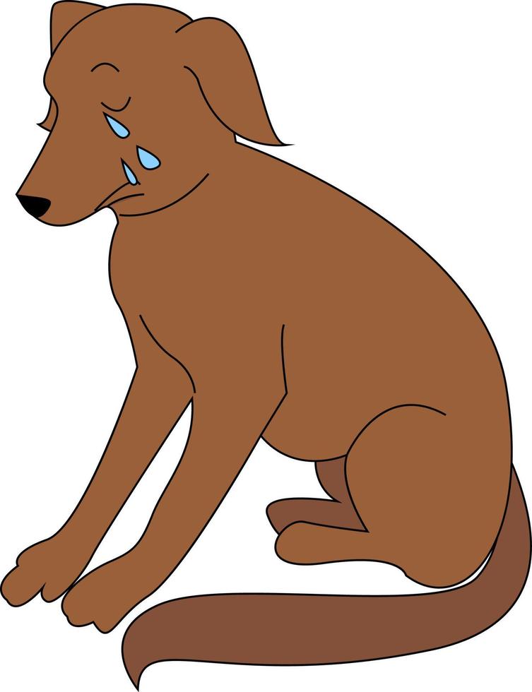 Crying dog, illustration, vector on white background.