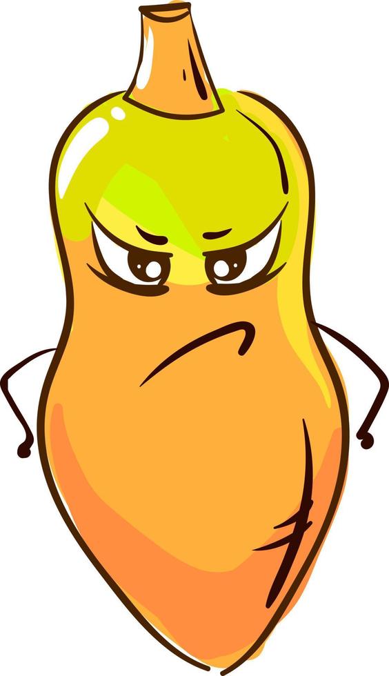 Angry papaya, illustration, vector on white background.