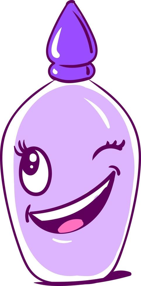 Winking bottle of perfume, illustration, vector on white background
