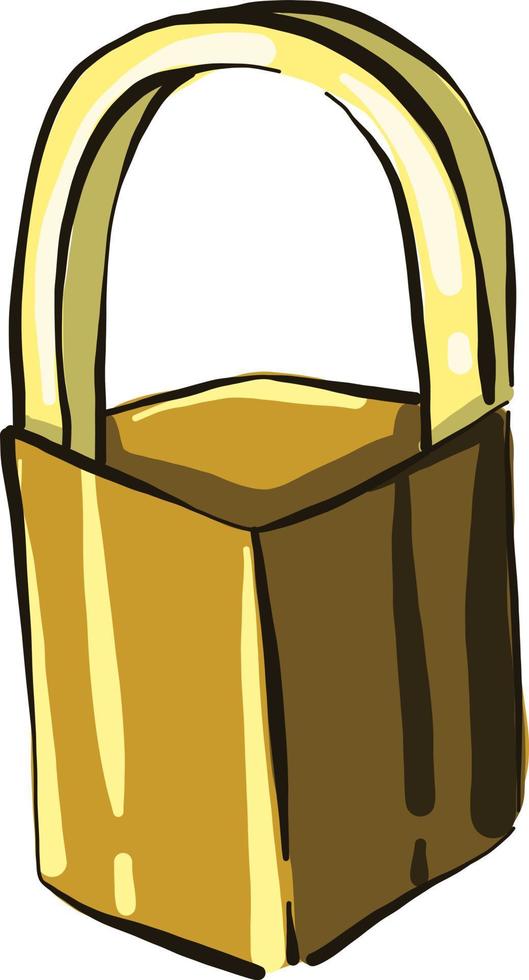 Golden lock, illustration, vector on white background.