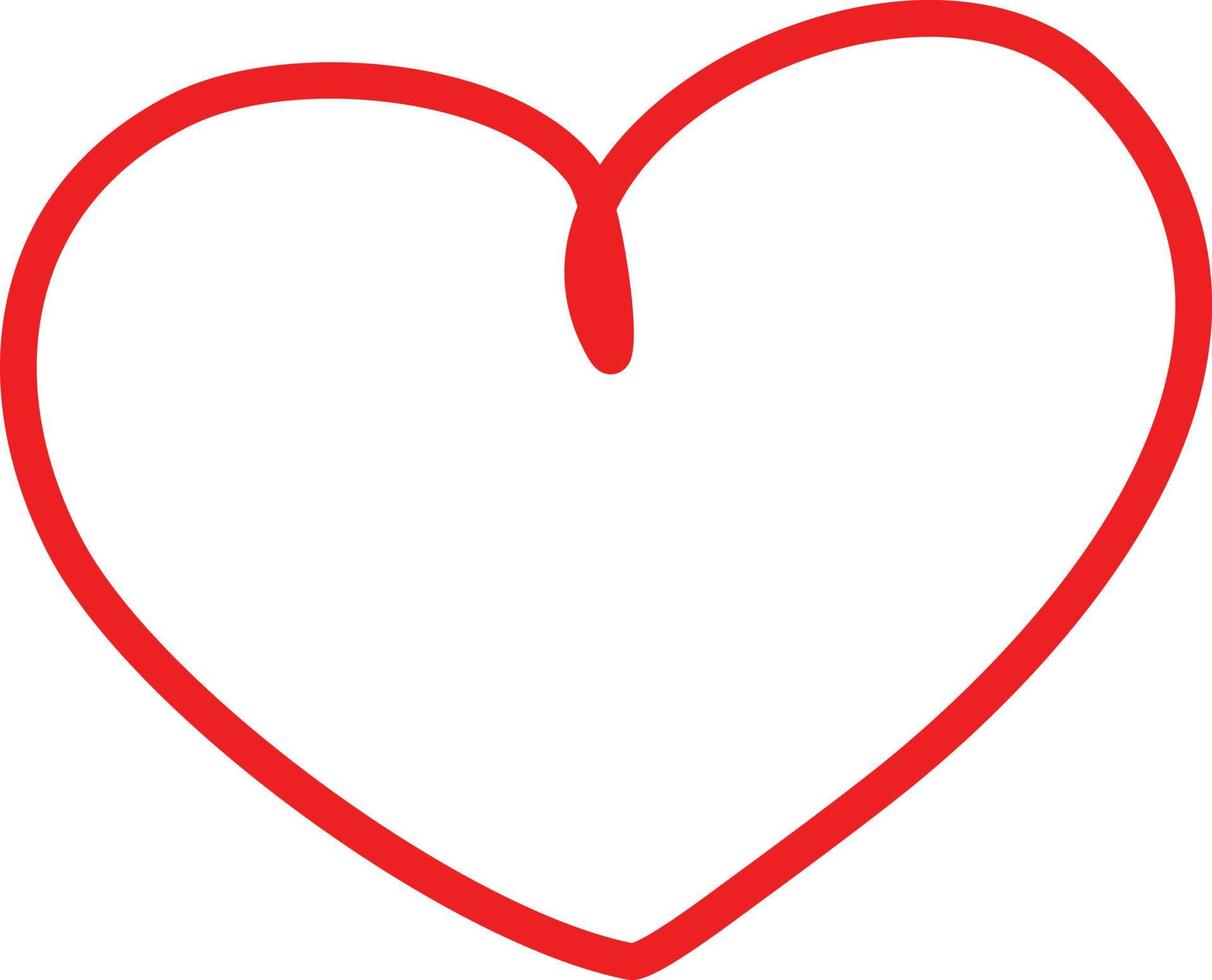 One thin red heart, illustration, vector on a white background