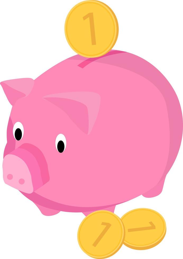 Piggy bank, illustration, vector on white background