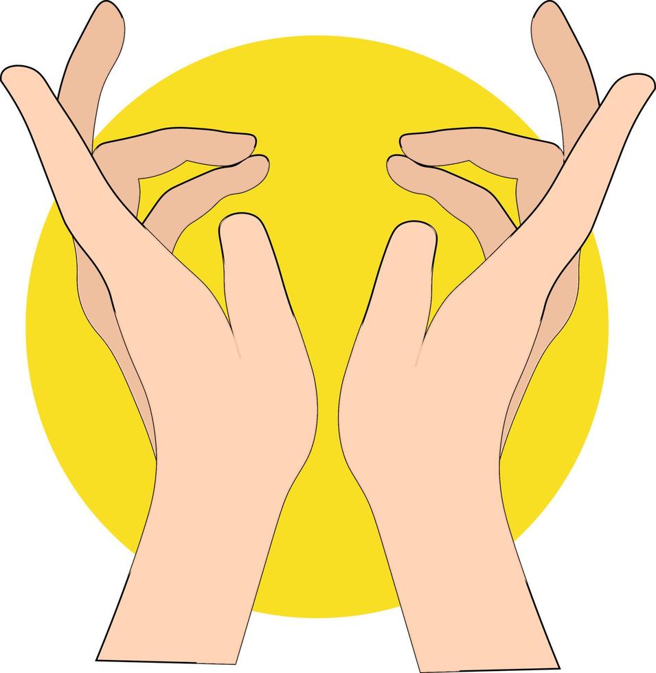 Two hands, illustration, vector on white background