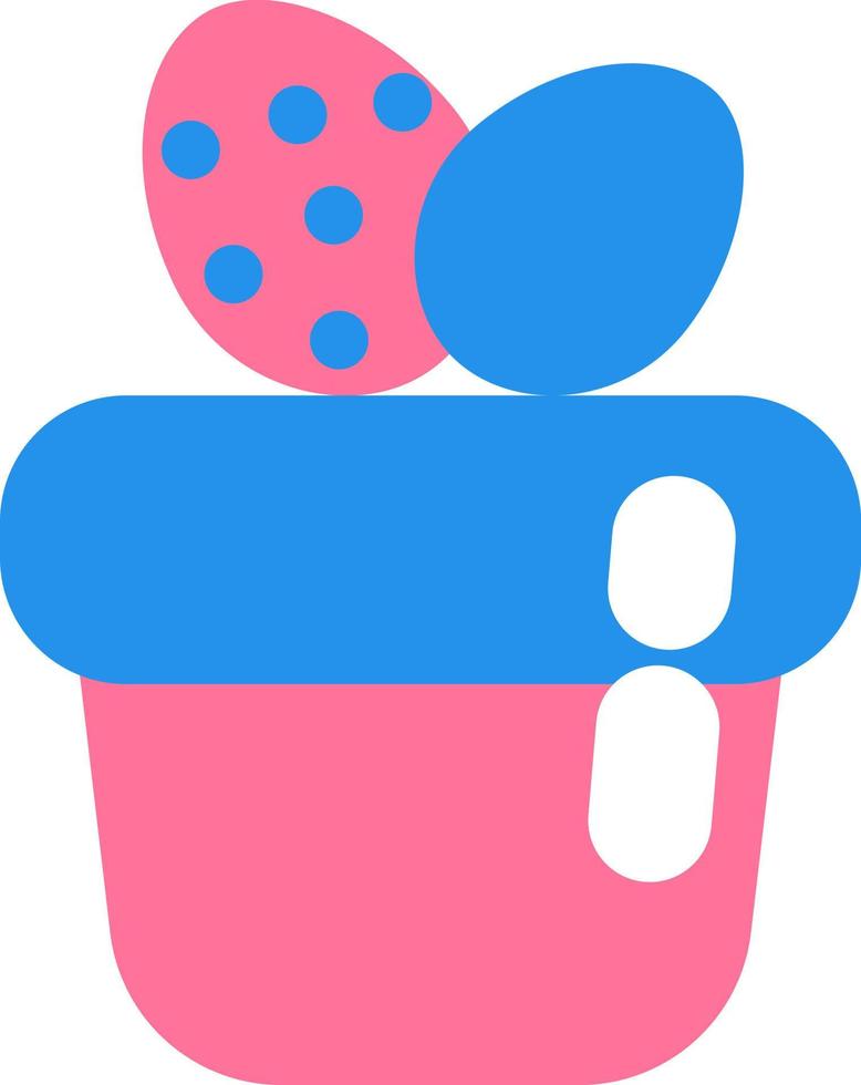 Easter pink and blue cake, illustration, vector on a white background.