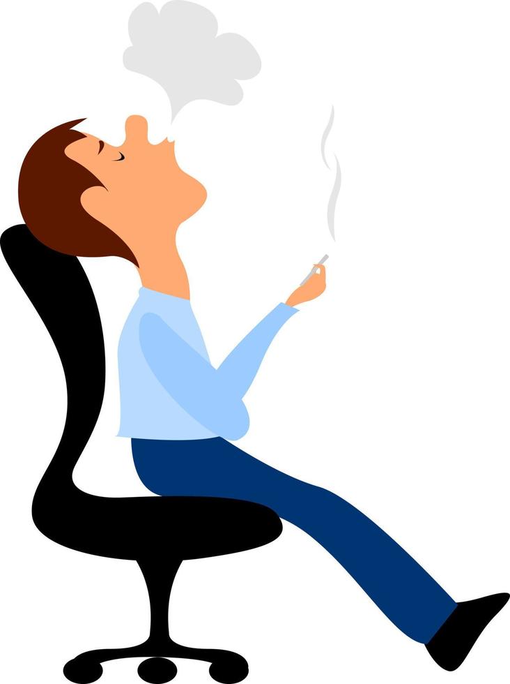 hombre fumando, ilustración, vector sobre fondo blanco.