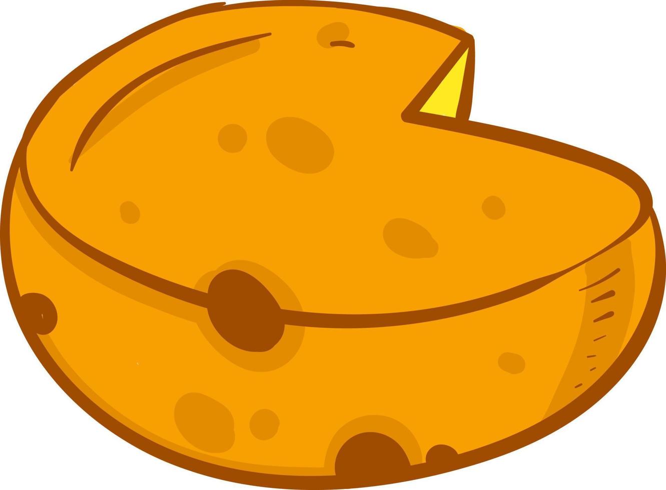 Round cheese, illustration, vector on a white background.