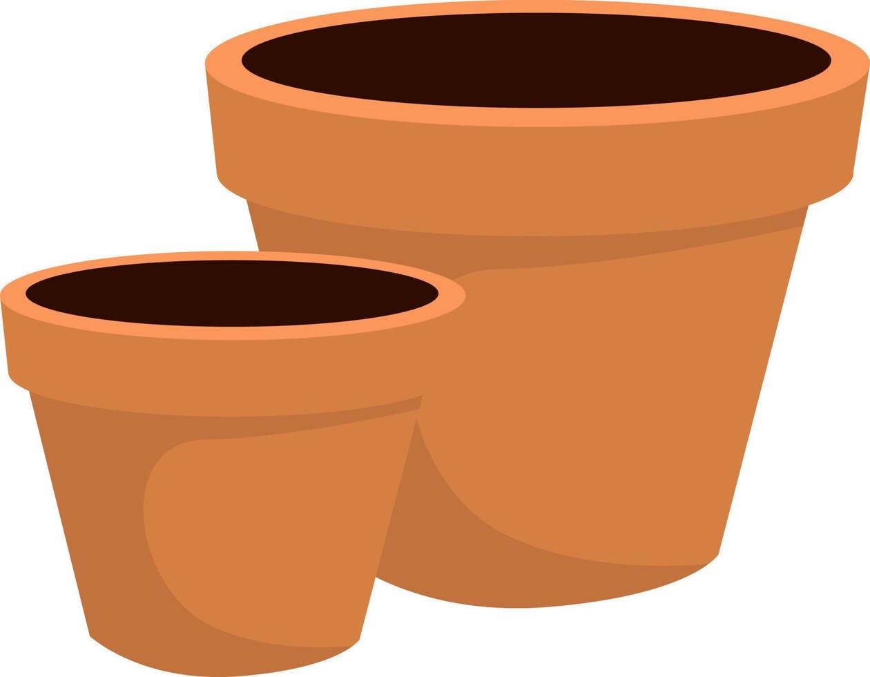 Flower pot with dirt, illustration, vector on white background.