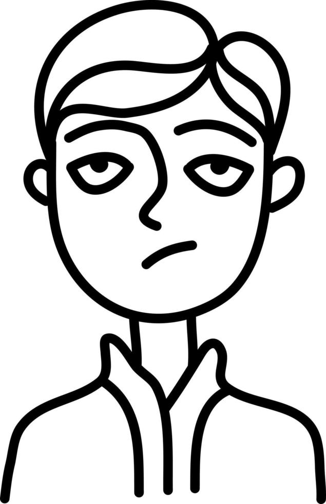 niño con cara de aburrimiento, ilustración, sobre un fondo blanco. vector