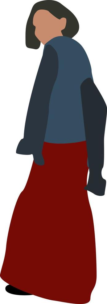 Girl with red skirt, illustration, vector on white background.