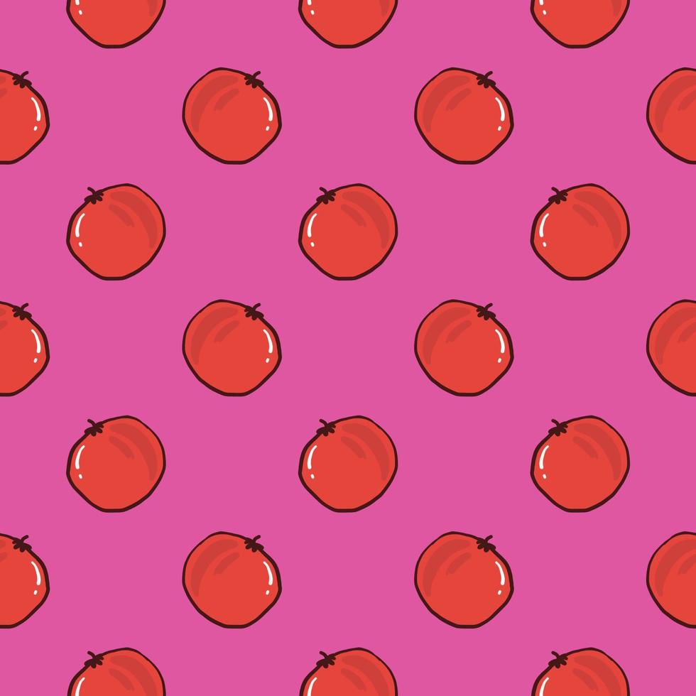 Cute tomatoes,seamless pattern on dark pink background. vector