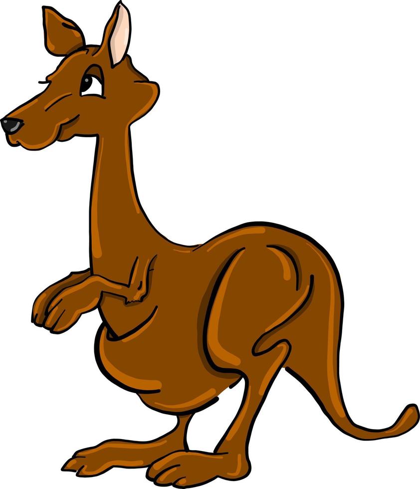 Brown kangaroo, illustration, vector on white background