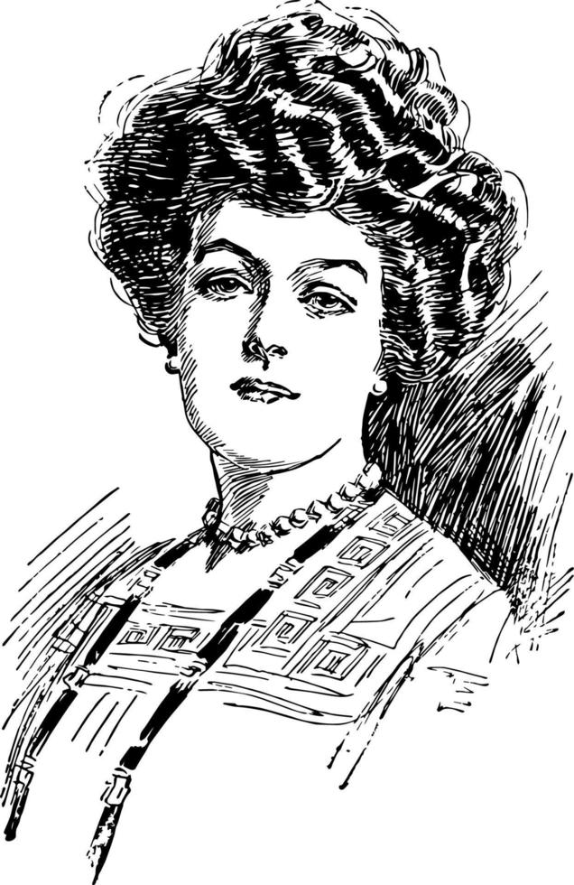 A portrait of a woman face, vintage engraving. vector