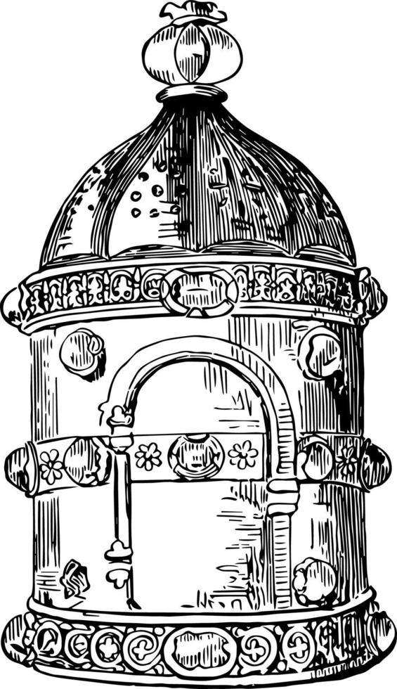 Anglo-Saxon Candle Lantern Called a Lanthorn vintage illustration. vector