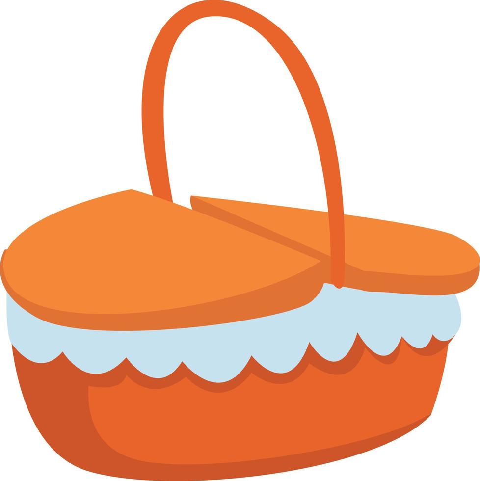 Picnic basket, illustration, vector on white background.