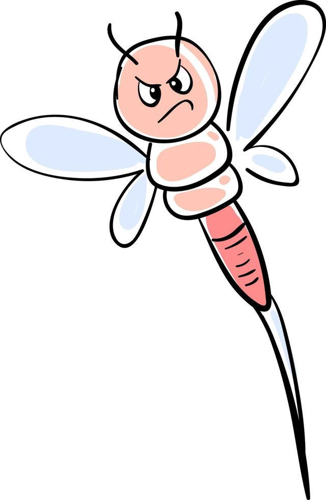 Angry dragonfly, illustration, vector on white background.