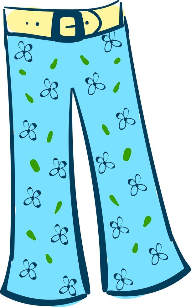 Floral pants, illustration, vector on white background.