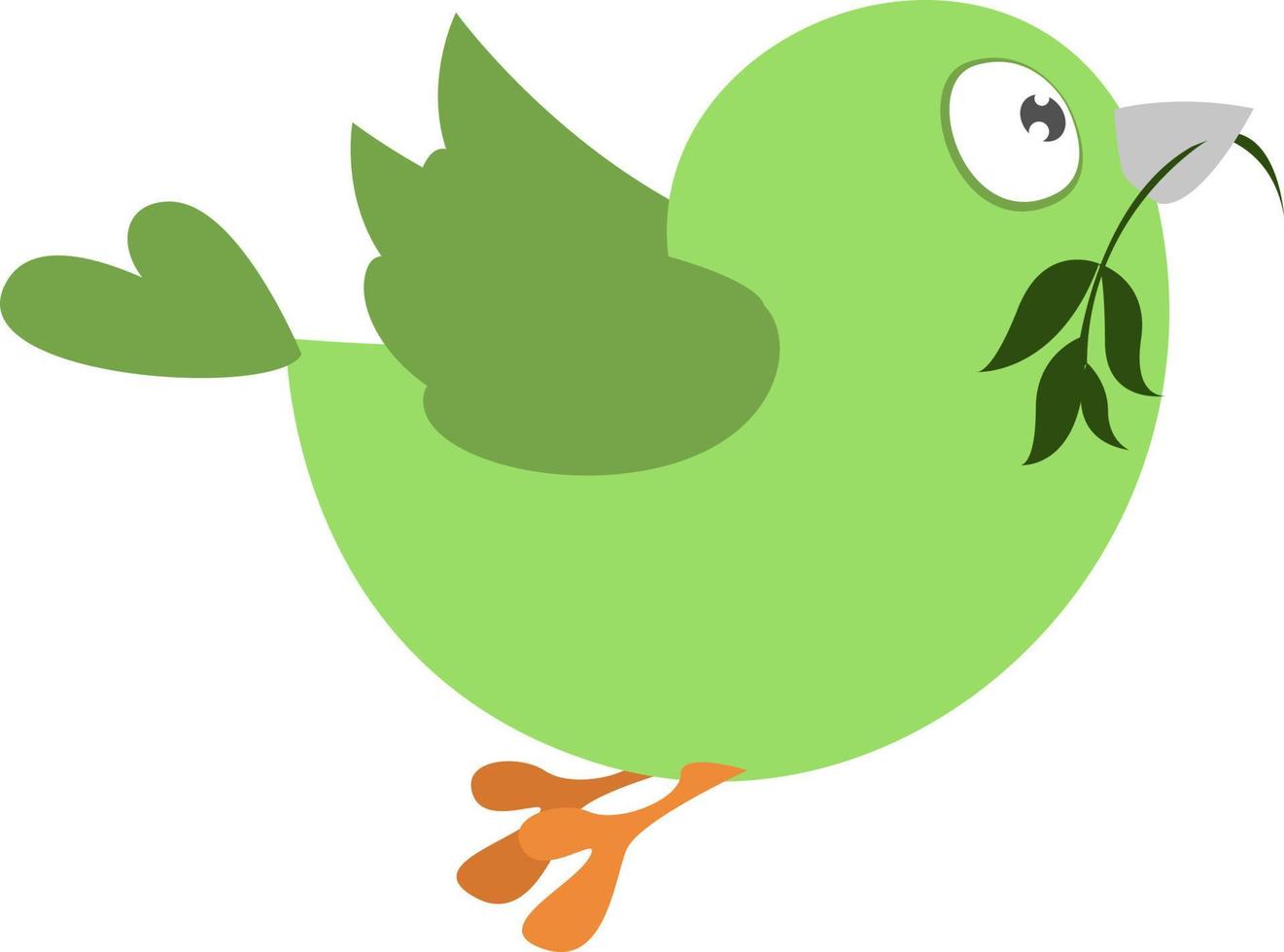 pájaro con una ramita verde, ilustración, vector sobre fondo blanco