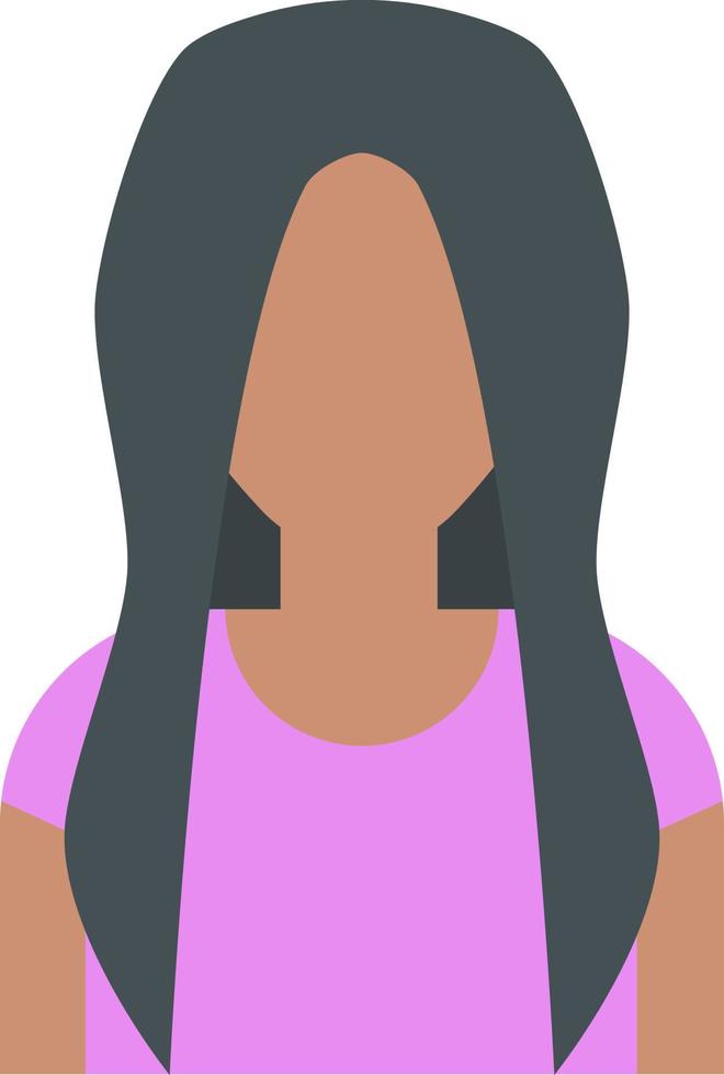 Black haired woman in pink shirt, illustration, on a white background. vector