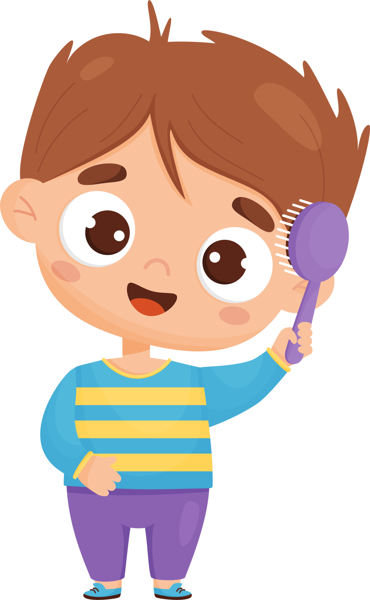 Free Cute baby boy combing her hair with comb 13892327 PNG with Transparent  Background