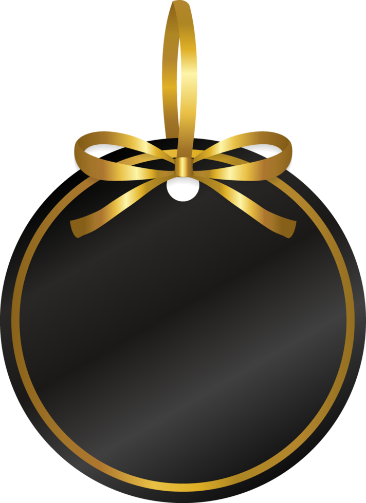 isolate black price tag with gold ribbon png