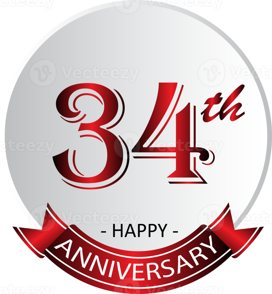 34th anniversary celebration label png