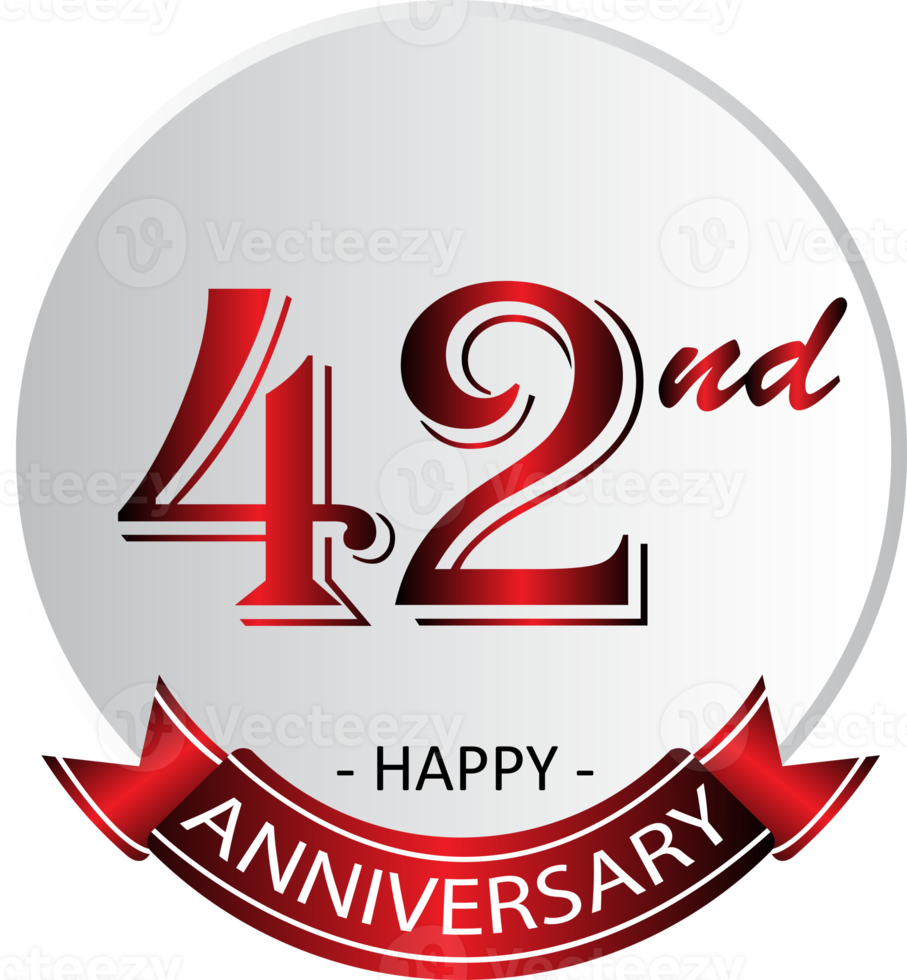 42nd anniversary celebration label png