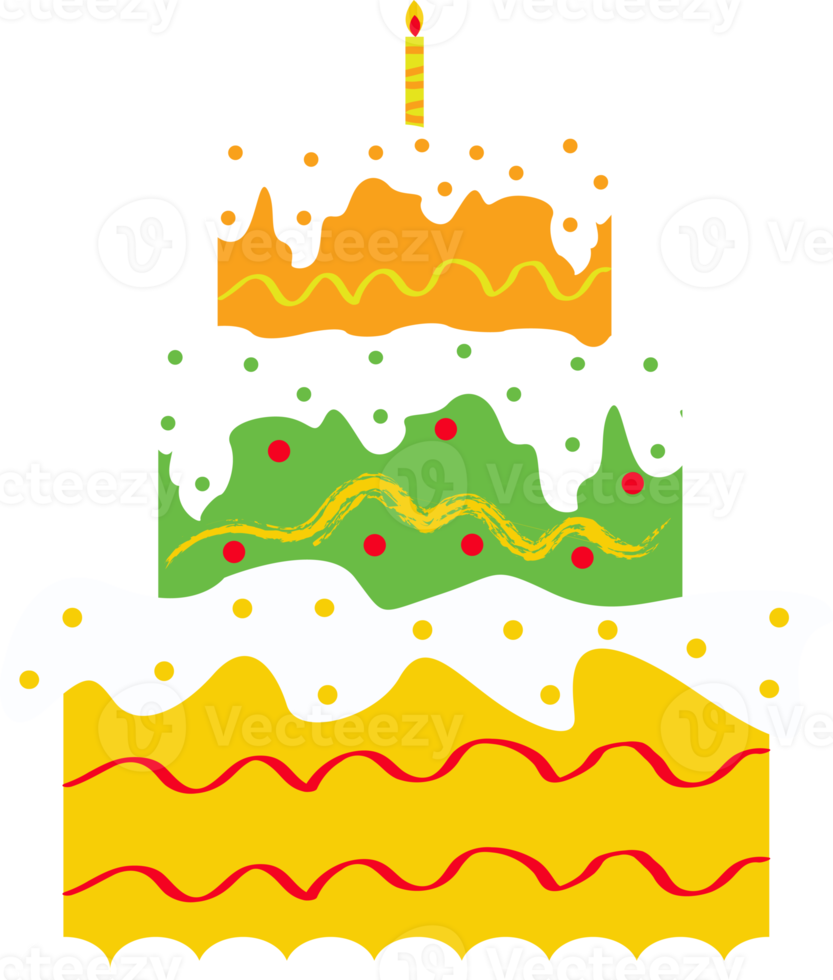 ilustração de elemento de decoração de bolo de aniversário png