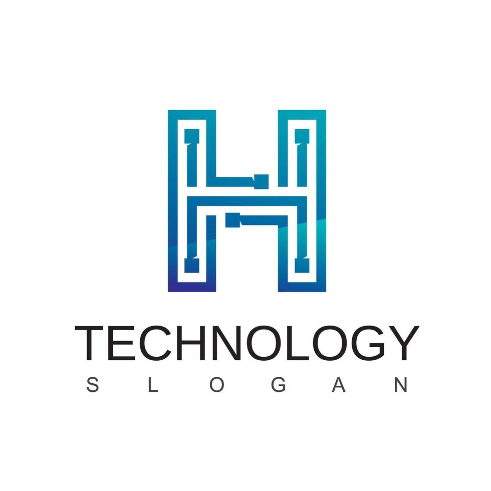 Letter H Technology Logo With Circuit Symbol vector