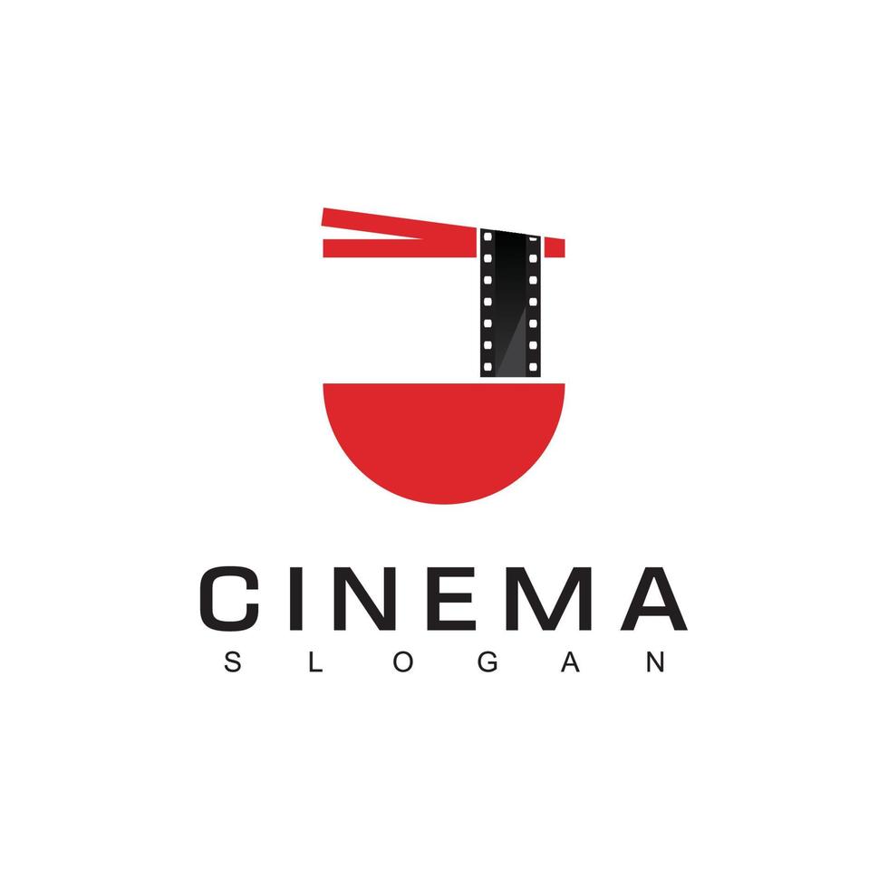 Noodle Film For Culinary Movie Logo Design Template Isolated On White Background vector