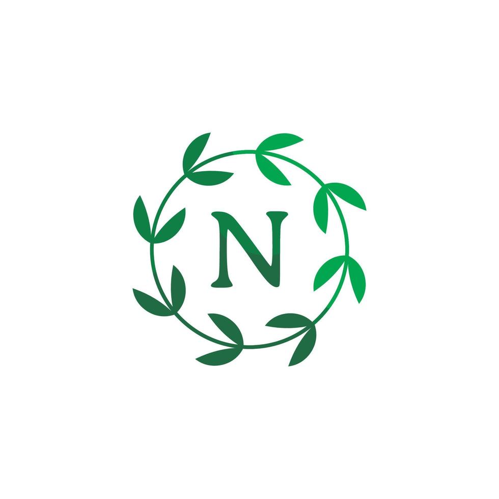 plantilla de diseño de monograma floral, letra n, diseño de logotipo de naturaleza, vector