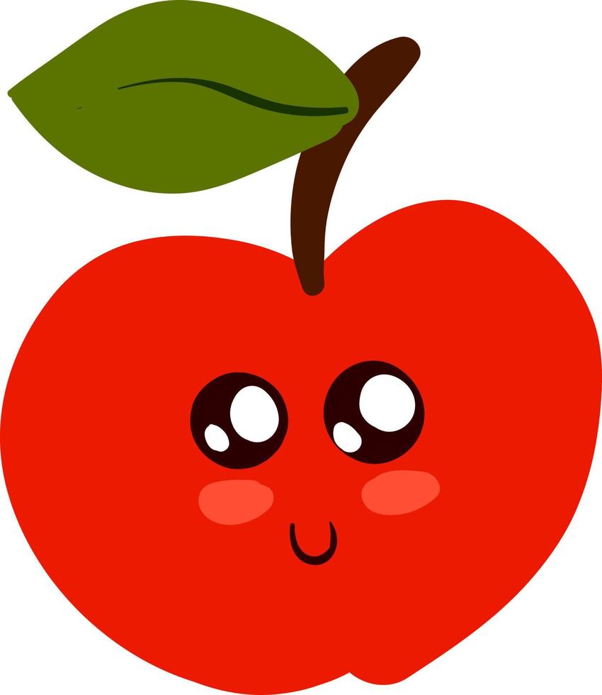 Cute little apple, illustration, vector on white background.