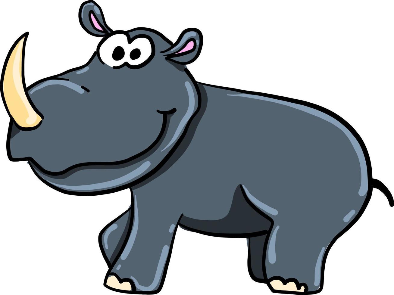 Rhino animal, illustration, vector on white background