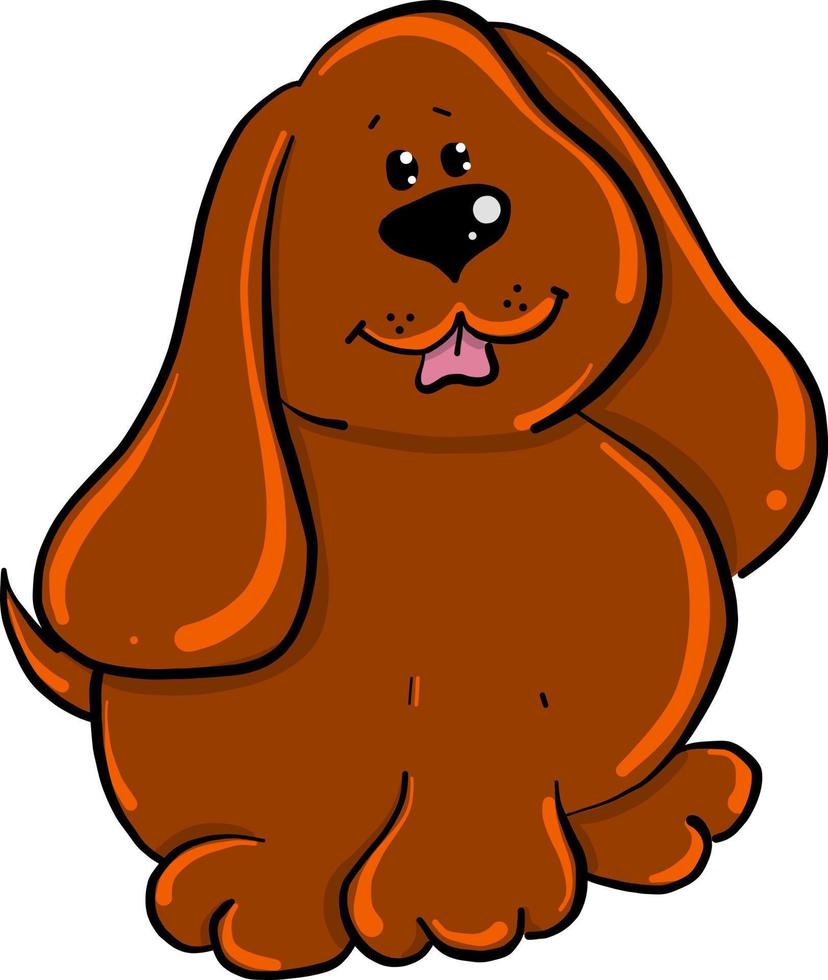 Fat brown dog, illustration, vector on white background