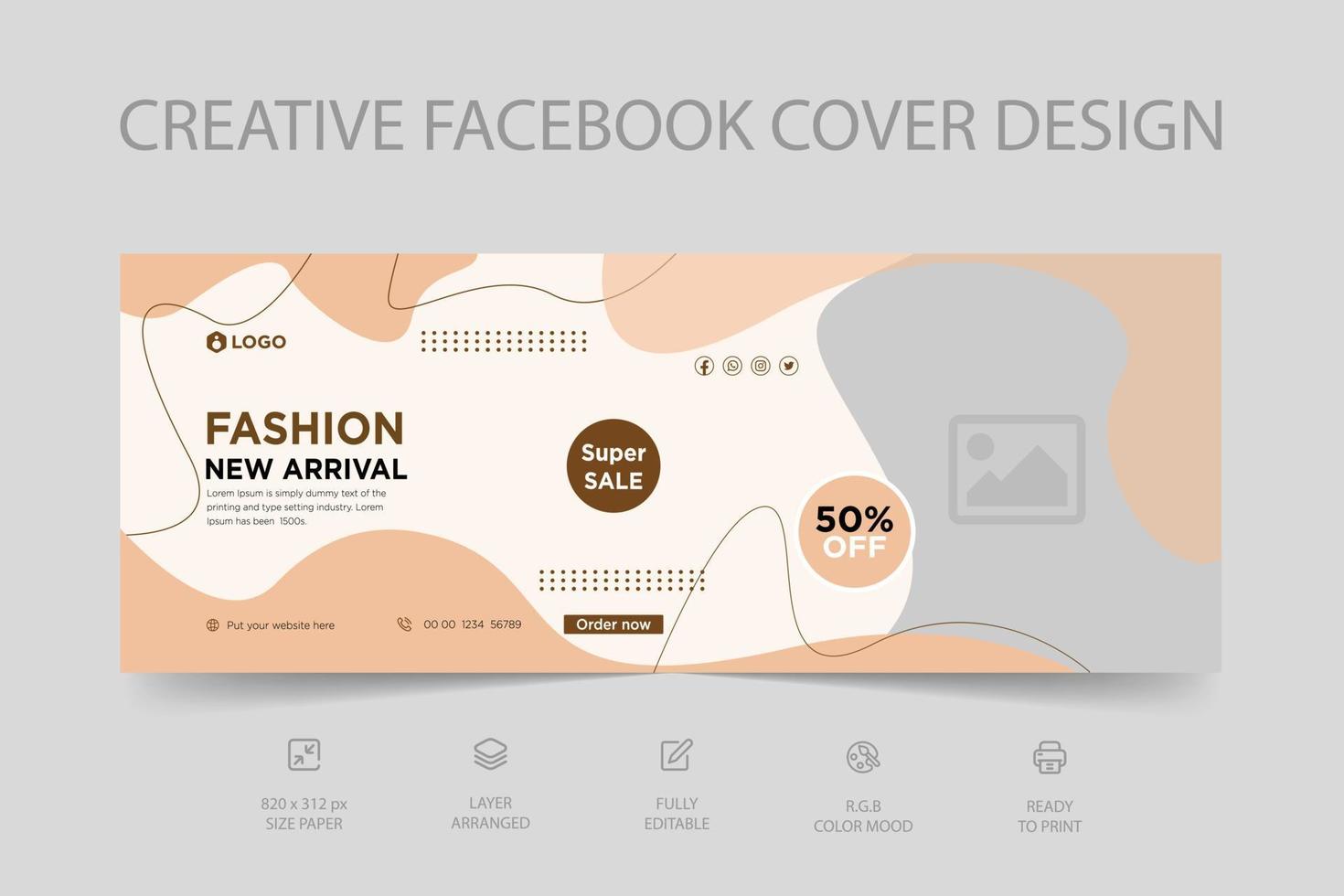 portada de facebook de instagram dinámica moderna y plantilla de banner web de redes sociales para la venta de moda en línea vector