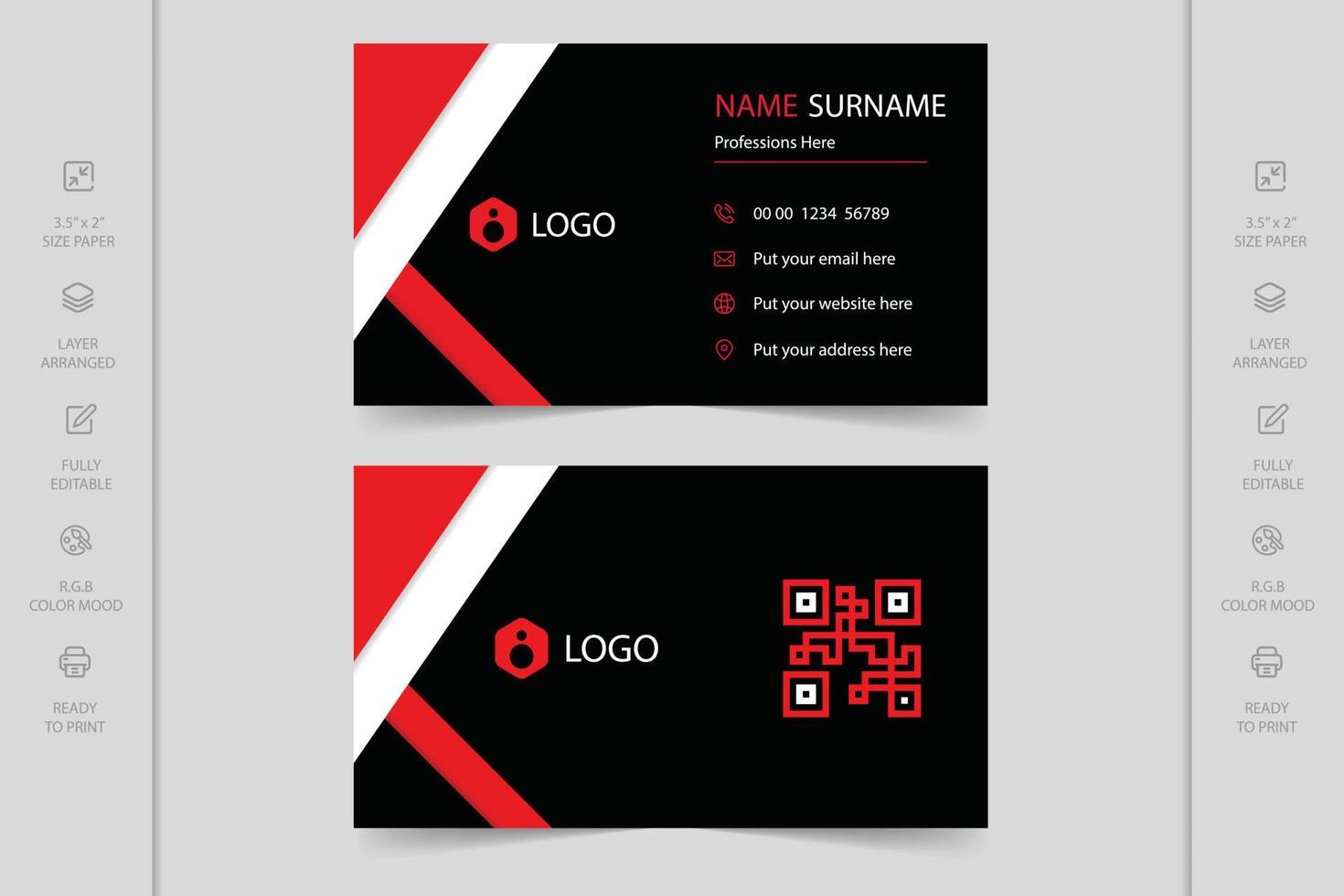 Colorful creative modern horizontal professional minimal company business card design vector